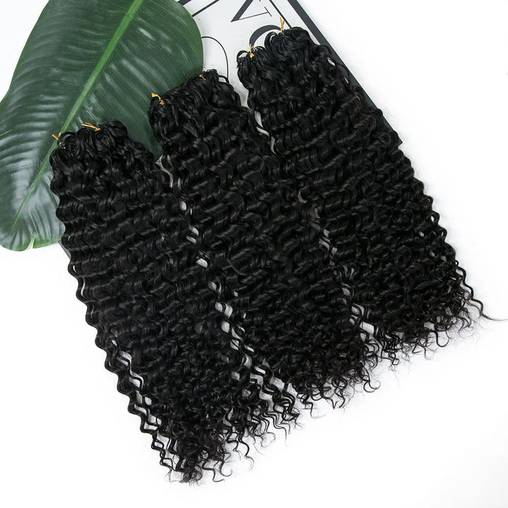 Ywigs Natural Black water wave feather crochet hair front view