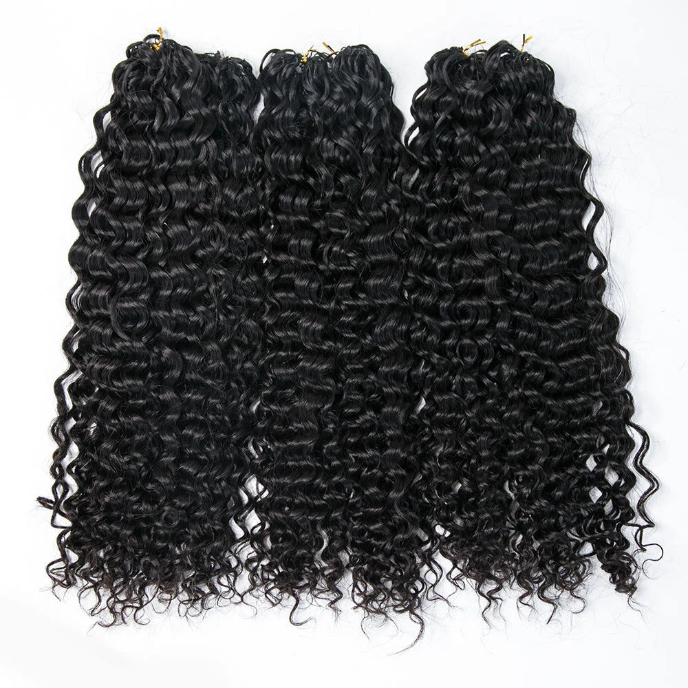 Ywigs Natural Black water wave feather crochet hair three bundles with multiple pre-separated strands for braids
