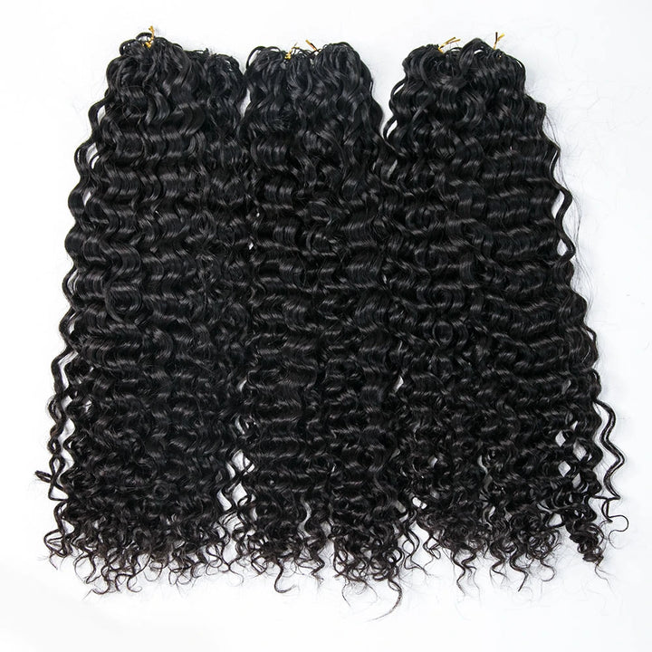 Ywigs Natural Black water wave feather crochet hair three bundles with multiple pre-separated strands for braids