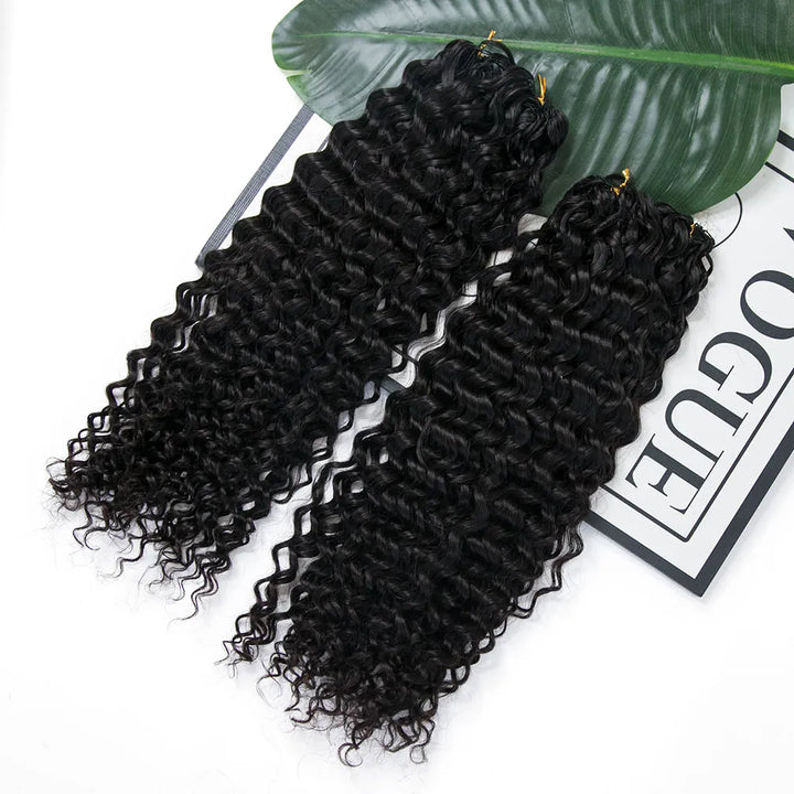 Ywigs Natural Black water wave feather crochet hair two bundles with multiple pre-separated strands for braids