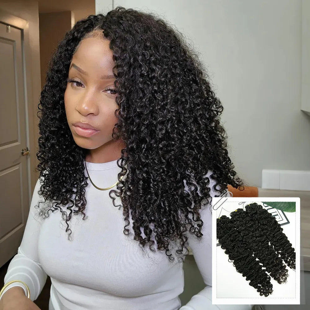 Full Water Deep Wave human crochet hairstyle with defined curls