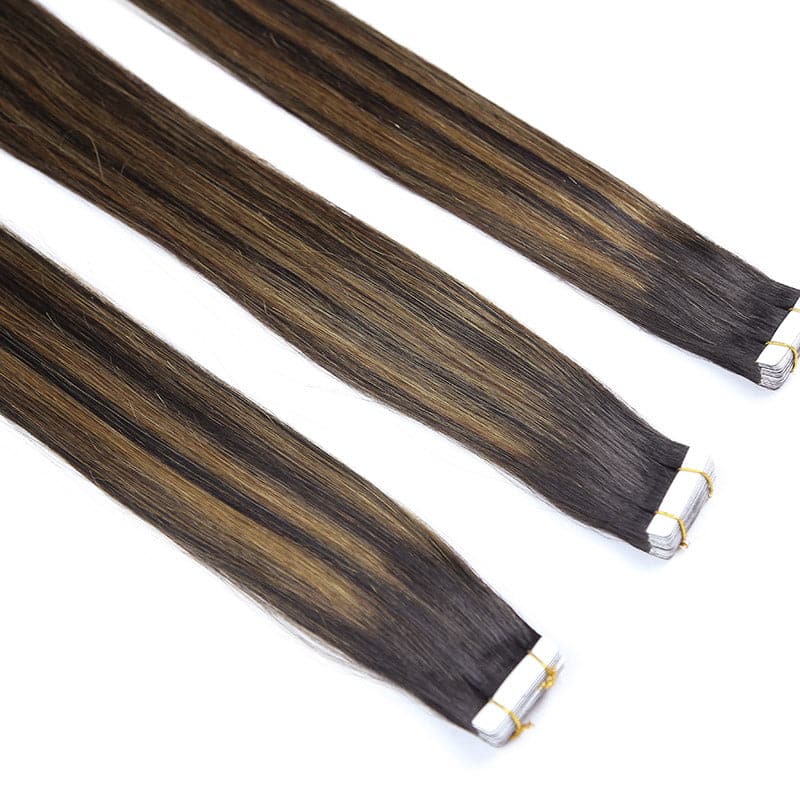 mixed brown tape in hair extension straight for black hair