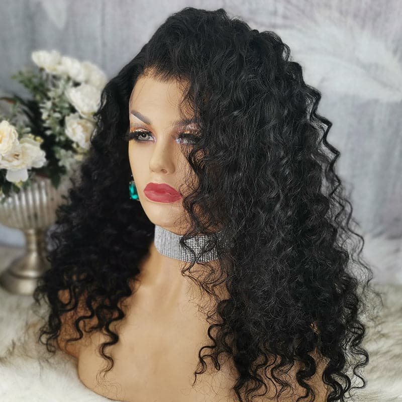deep wave human hair 13x6 lace font wig product one side