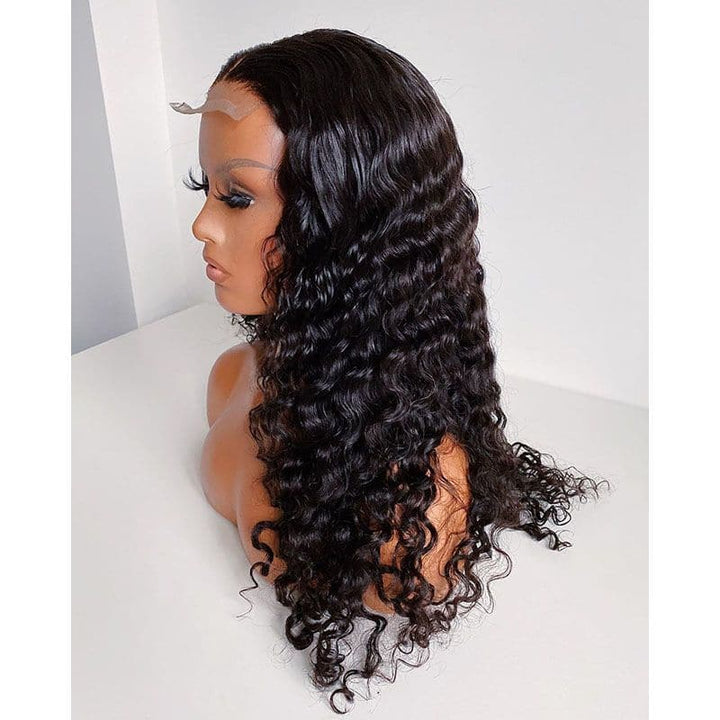 200% - 300% Density Loose Curly 4X4 Closure Wig Brazilian Lace Closure Wig