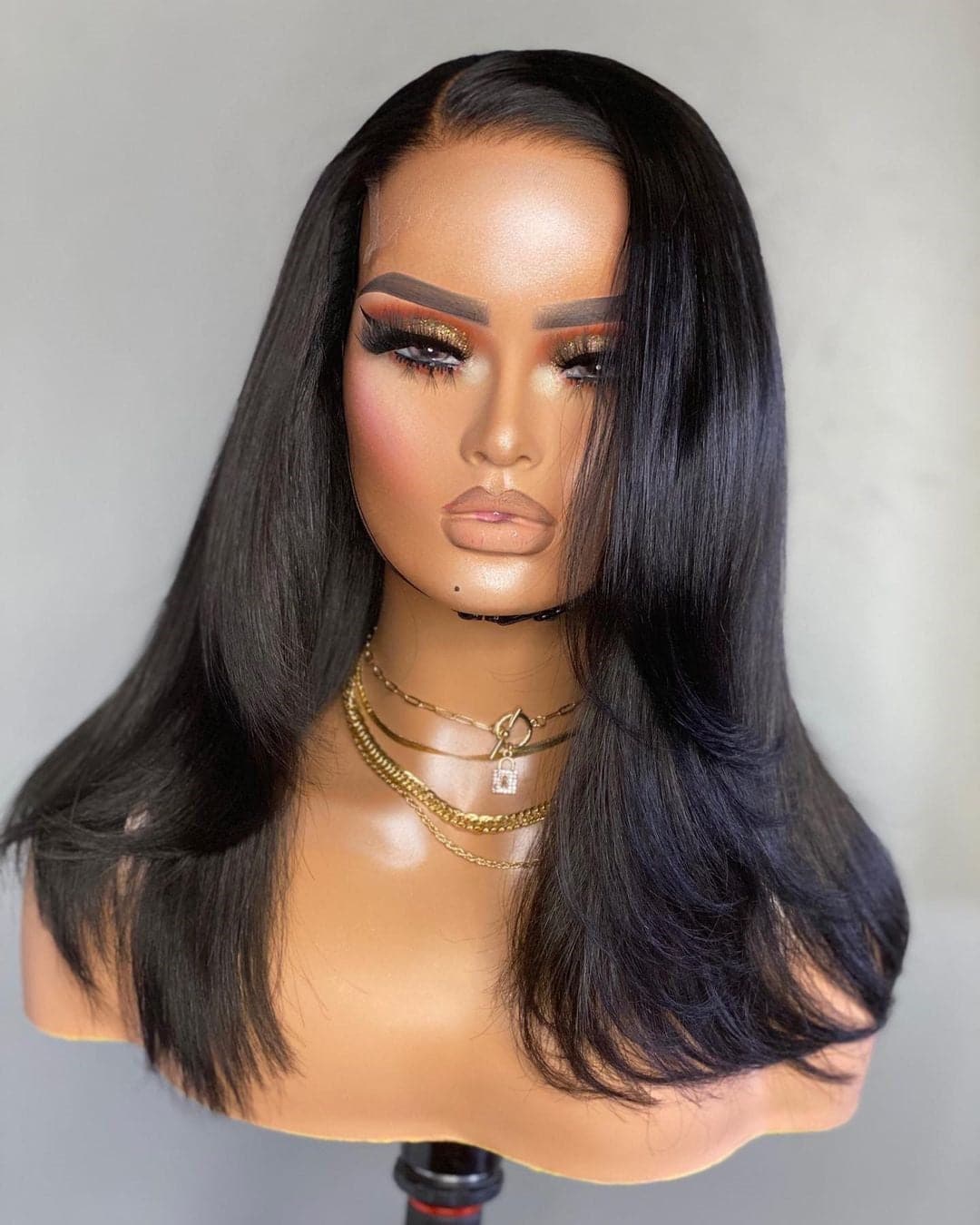layered straight side part 5x5 lace closure wig
