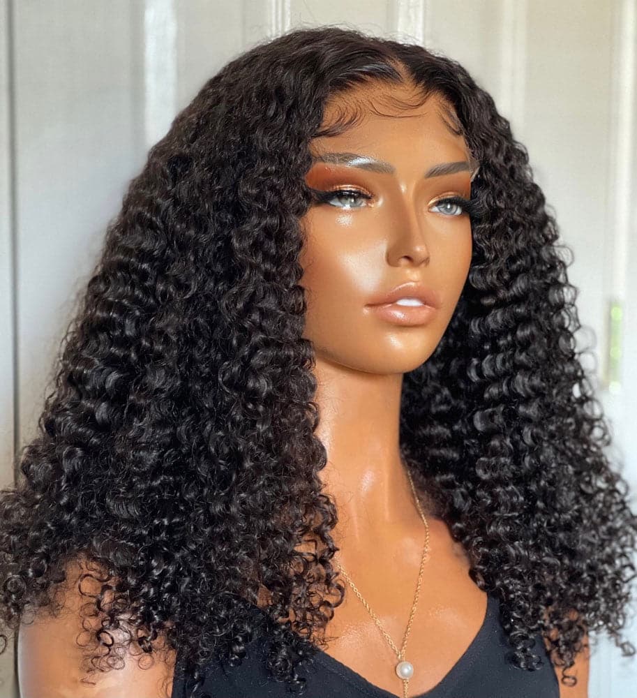 3c natural hair 5x5 lace closure wig for curly human hair