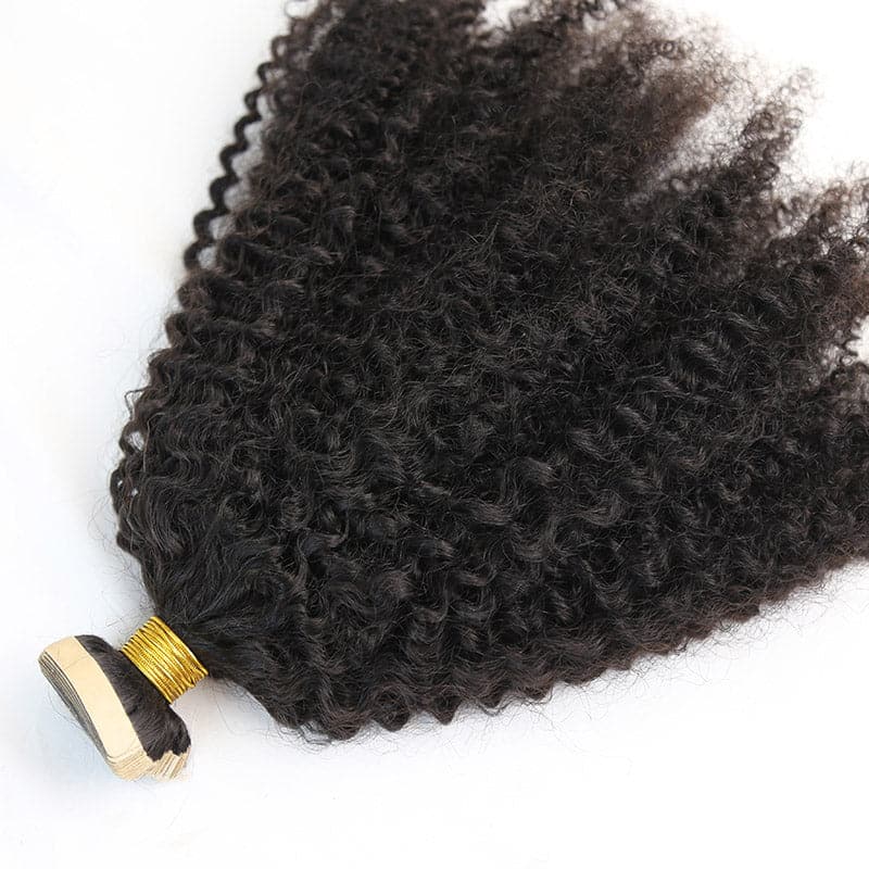 afro kinky curly tape in hair extension for 4b and 4c hair