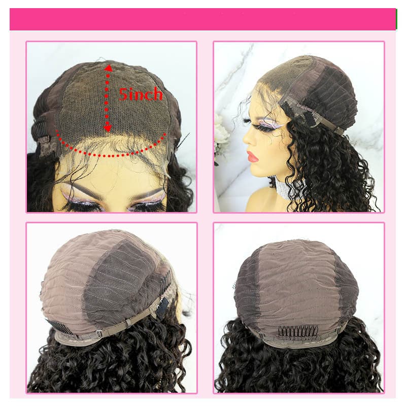 Tightly coiled kinky curly lace front wig with freestyle 5x5 closure