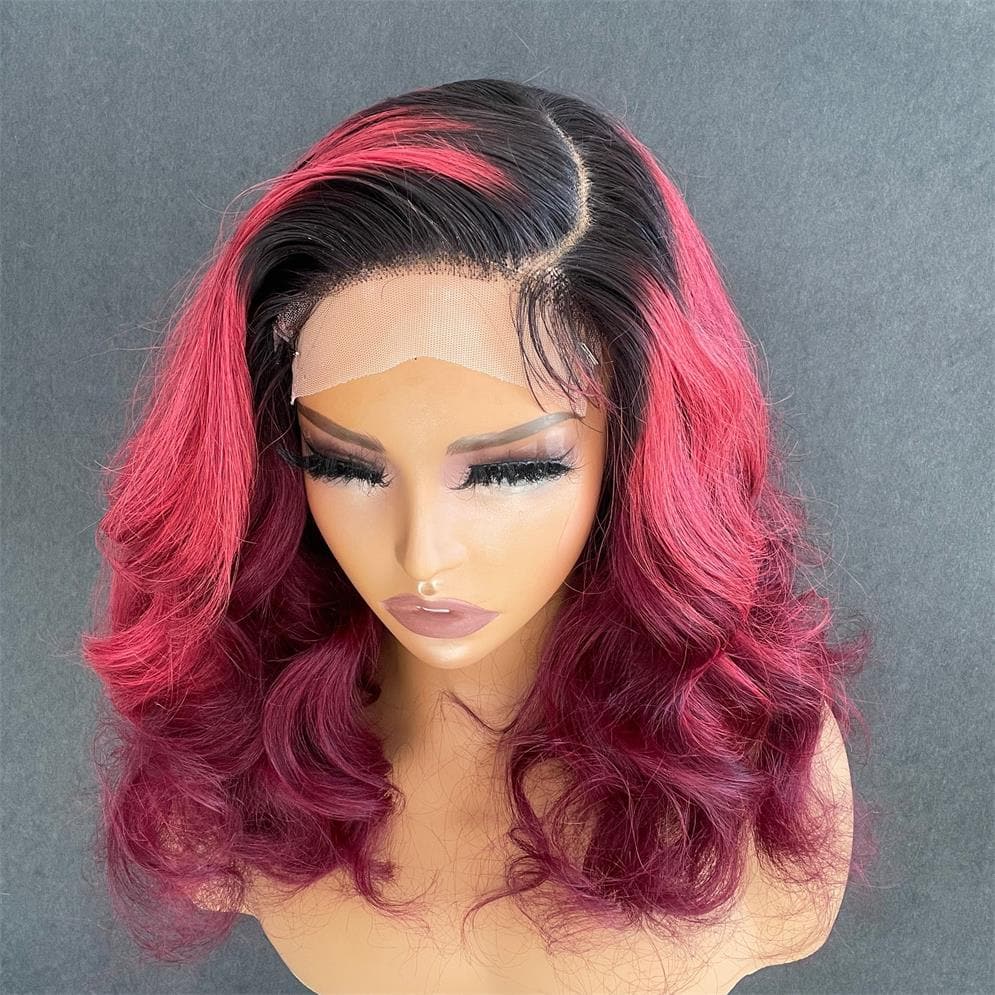 Mixed Colored 5x5 Body Wave Lace Closure Wig top