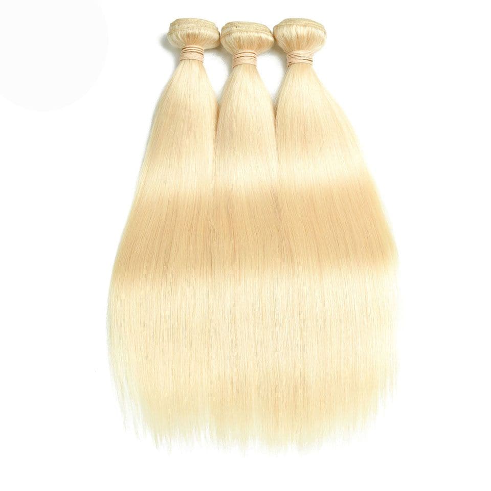 613 Blonde Straight Bunldes with 4x4 Lace Closure2