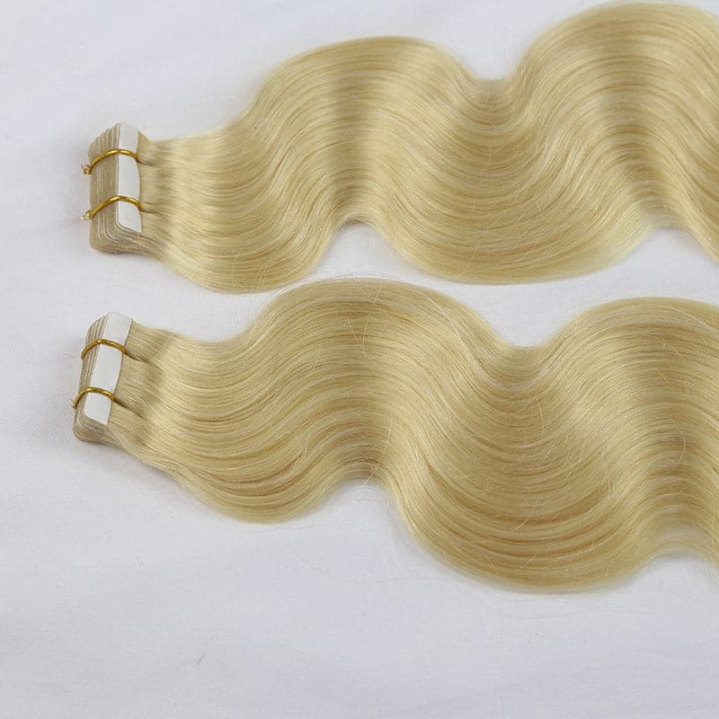 613 platinum blonde tape in extensions body wave 01