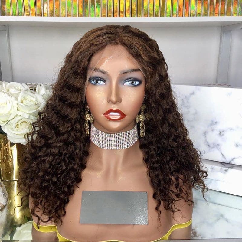 Chestnut Brown Curly 13x6 Lace Front Wig