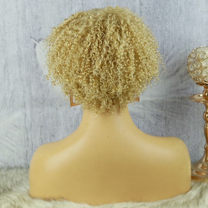 blonde with bangs human hair bob wig curly 05