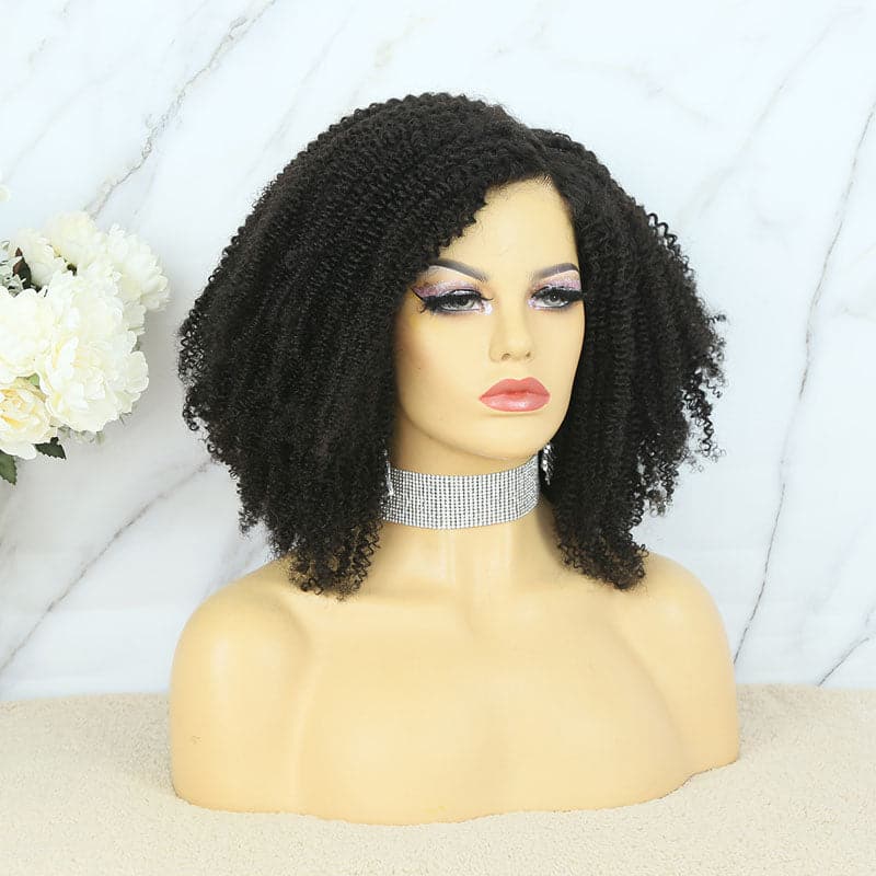 Afro Kinky curly lace closure wig with blonde highlights handmade
