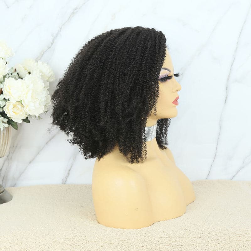 Afro kinky curly lace closure wig synthetic beginner friendly