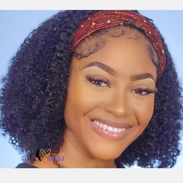 Ashley Kinky Curly Headband Wig Human Hair 1