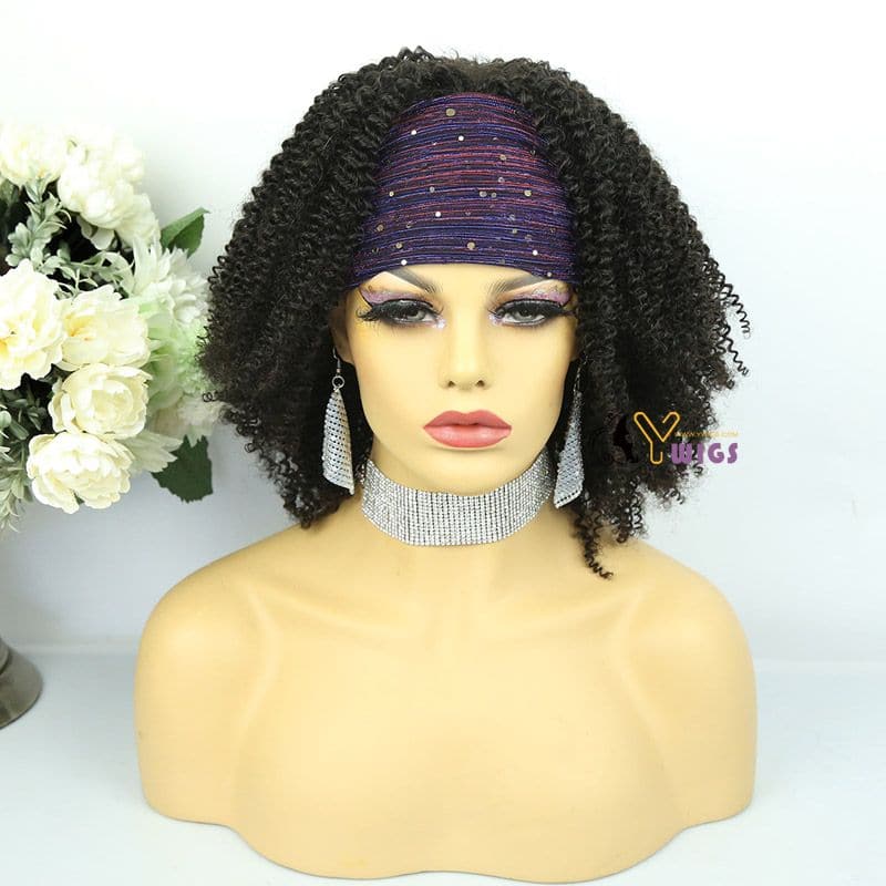 Ashley Kinky Curly Headband Wig Human Hair 1