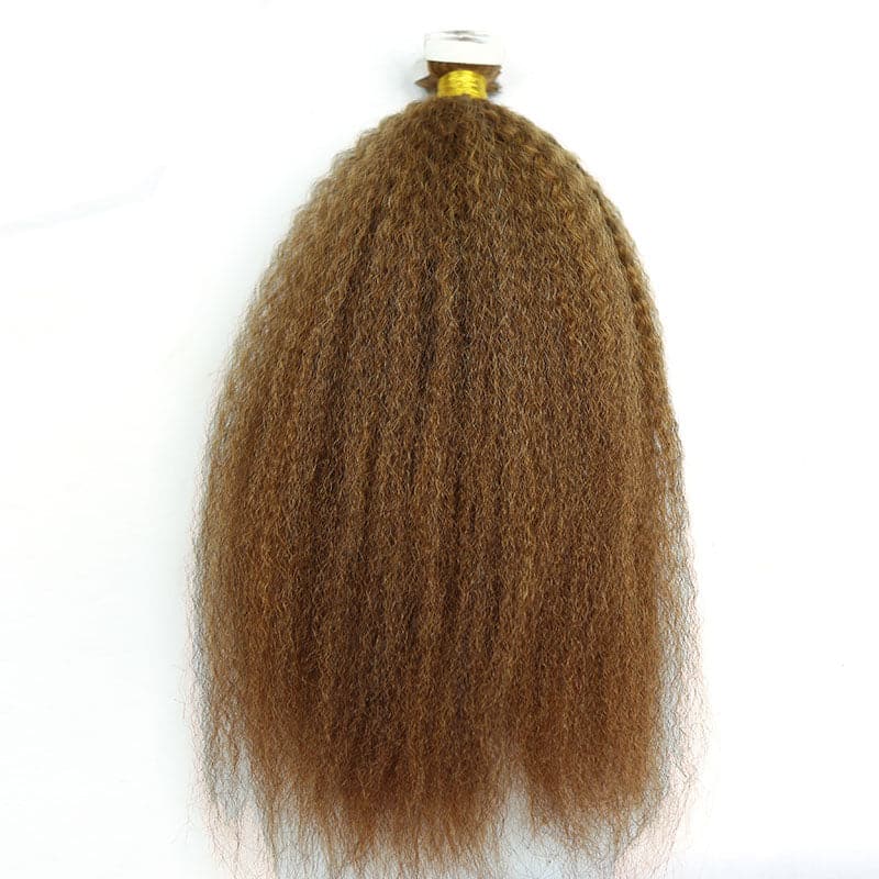 honey brown kinky straight tape in hair extension