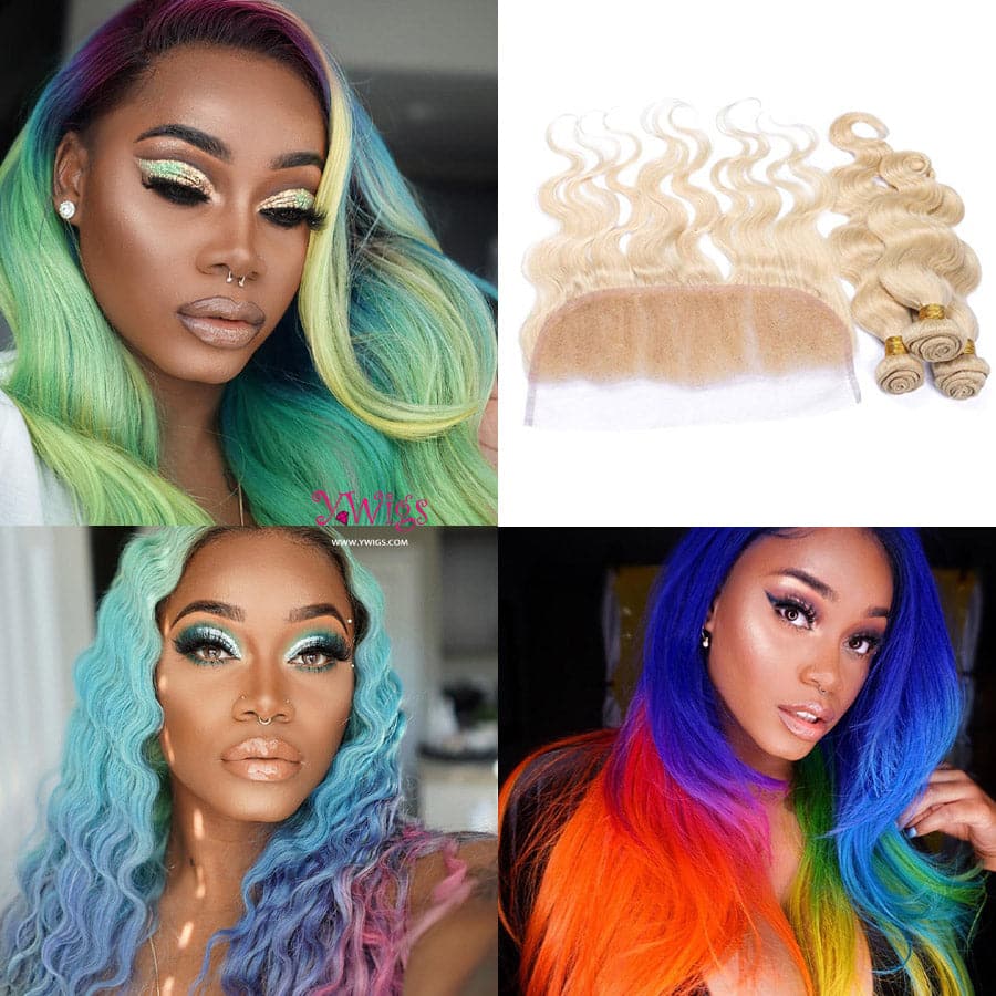 #613 Blonde Body Wave Brazilian Hair Bundles HD Lace 13x4 Lace Frontal