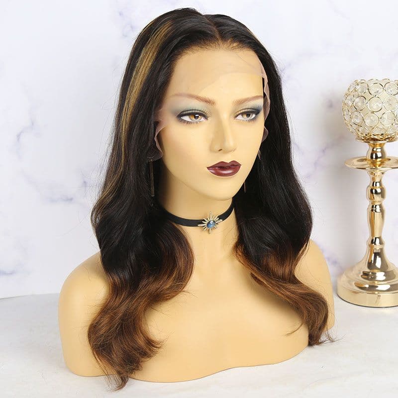  Brown Highlight Wave 13x6 Lace Front Wig