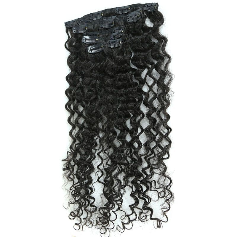 Clip In Afro Deep Wave Human Hair Extensions