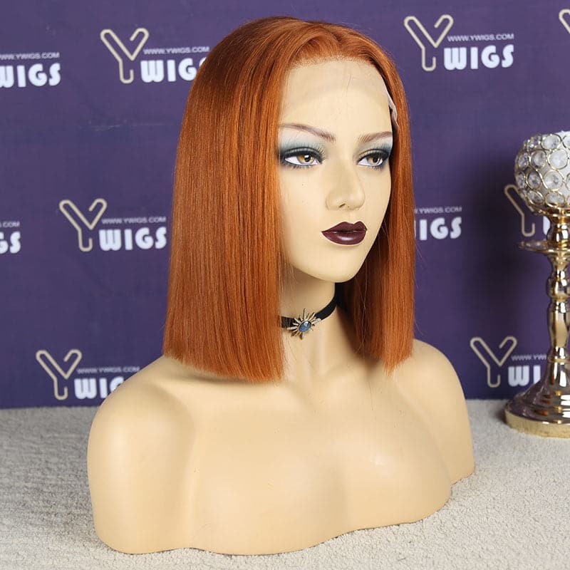 Custom Colored Ginger Bob Wig 13 x 6 Lace Front Wig