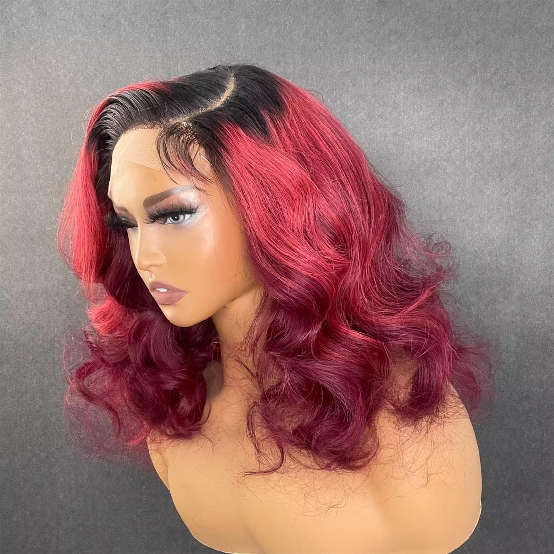 Mixed Colored 5x5 Body Wave Lace Closure Wig left side