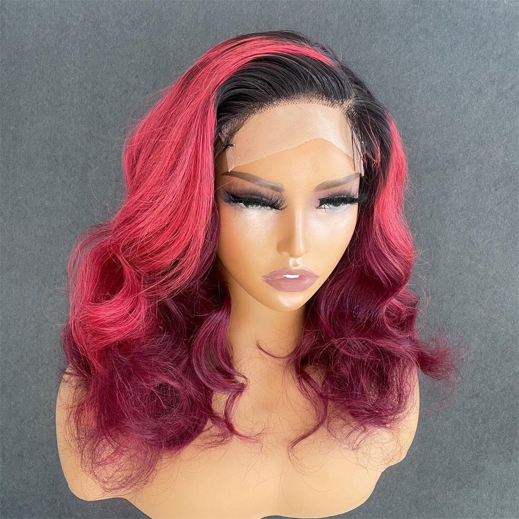 Mixed Colored 5x5 Body Wave Lace Closure Wig frontal