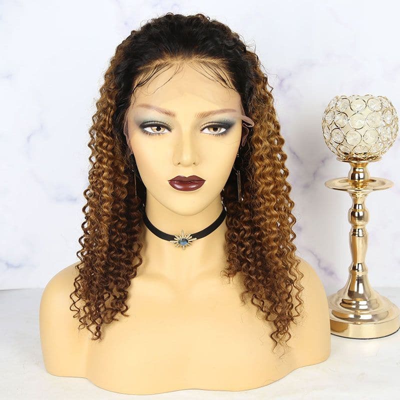 honey blonde #27/30 colored deep curly 13x6 lace front wig 01