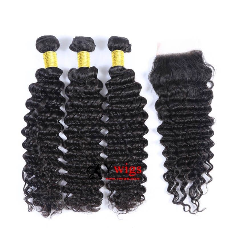 Deep Curly Bundles with 4x4 Lace Closure