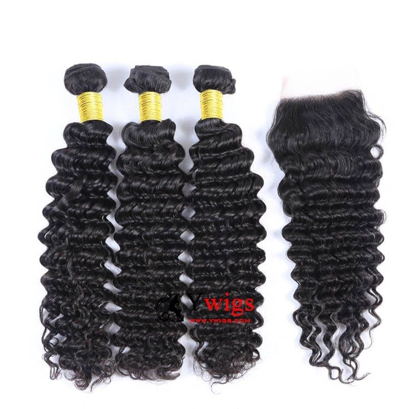 Deep Curly Brazilian Hair Bundles 5x5 HD Lace Closure PSB10
