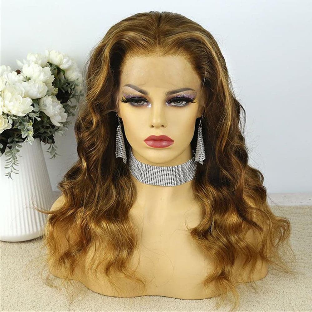 Esther Color #8 Ash Brown Ombre Body Wave Silk Base 4x4 Closure Wigs 3