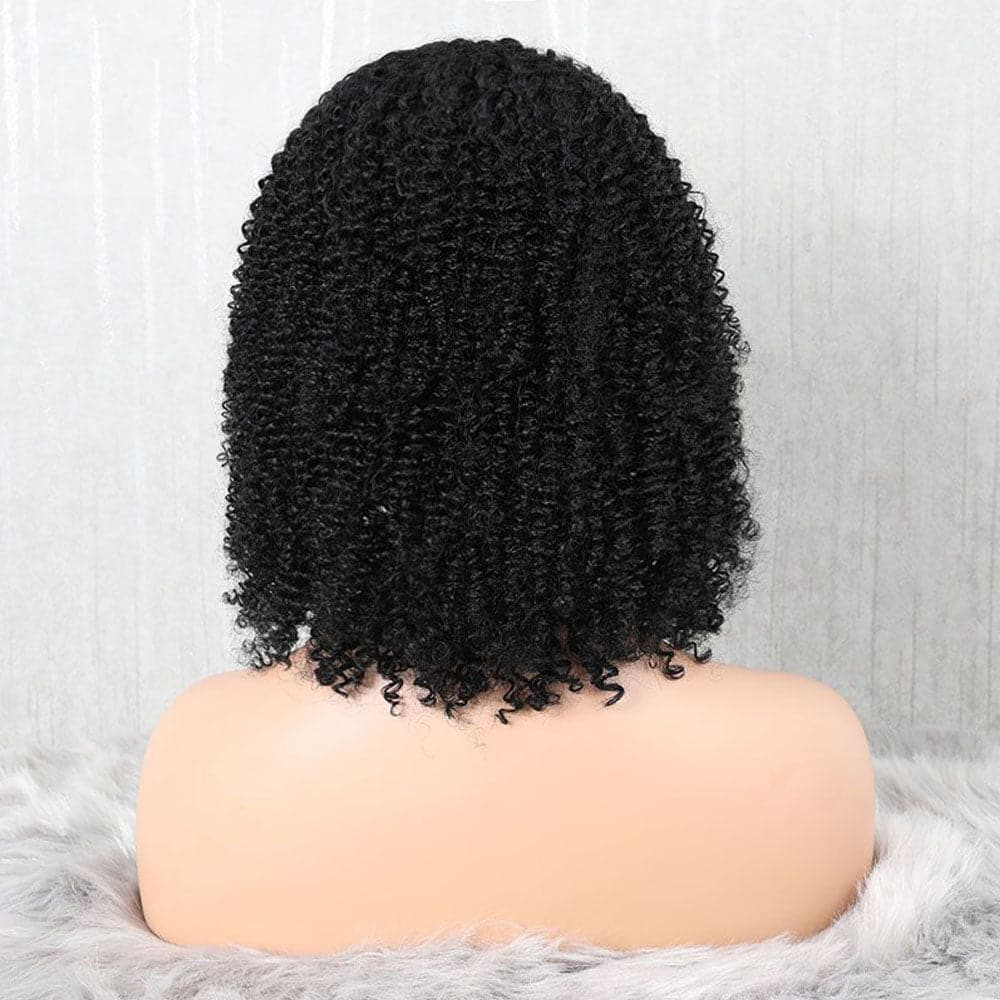 Glueless Brazilian Kinky Curly Bob Wig Human Hair 13 x 6 Lace Front Wig 10