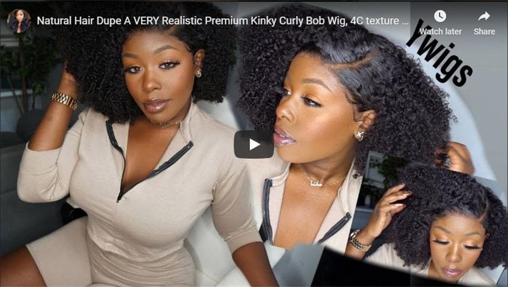 Glueless Brazilian Kinky Curly Bob Wig Human Hair 13 x 6 Lace Front Wig 2