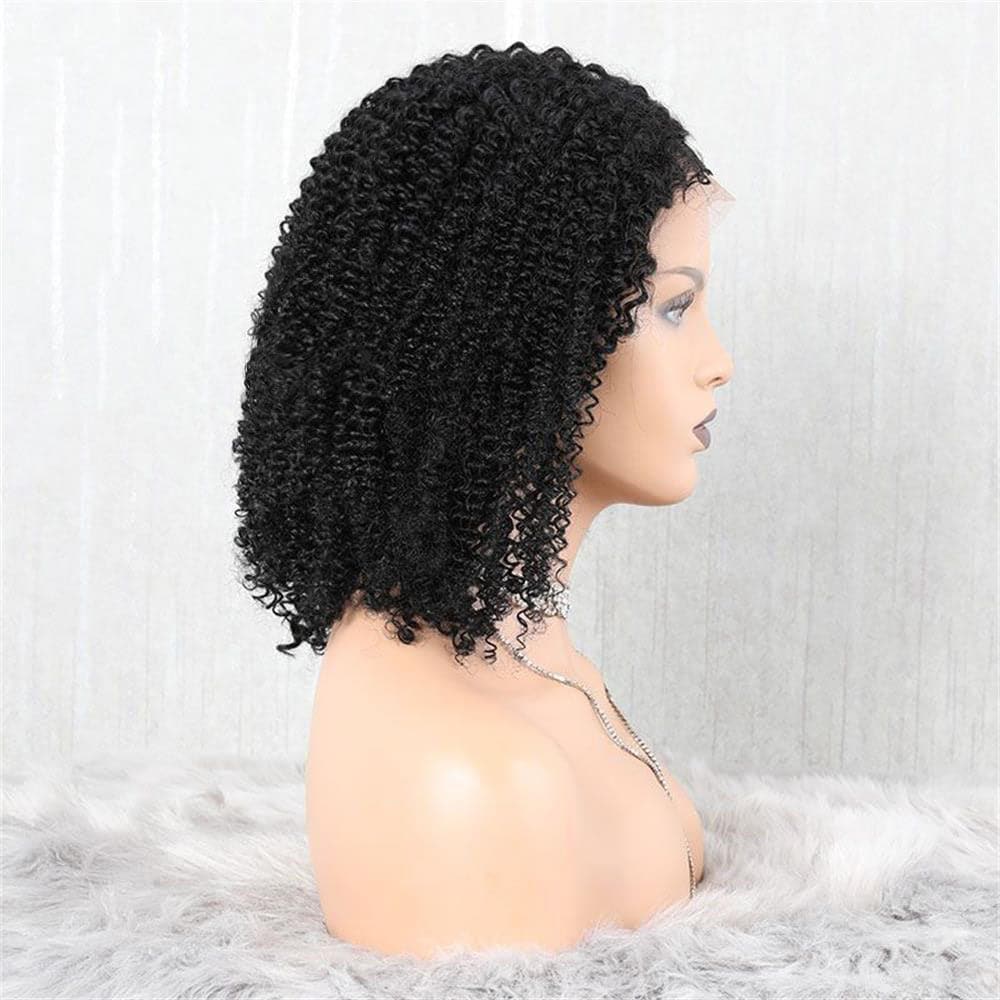 Glueless Brazilian Kinky Curly Bob Wig Human Hair 13 x 6 Lace Front Wig 9