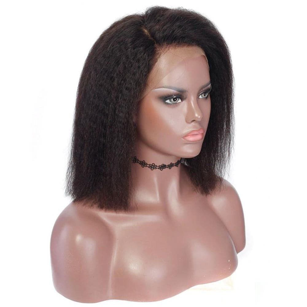 Glueless Kinky Straight Bob Wig Human Hair 13 x 6 Lace Front Wig 7