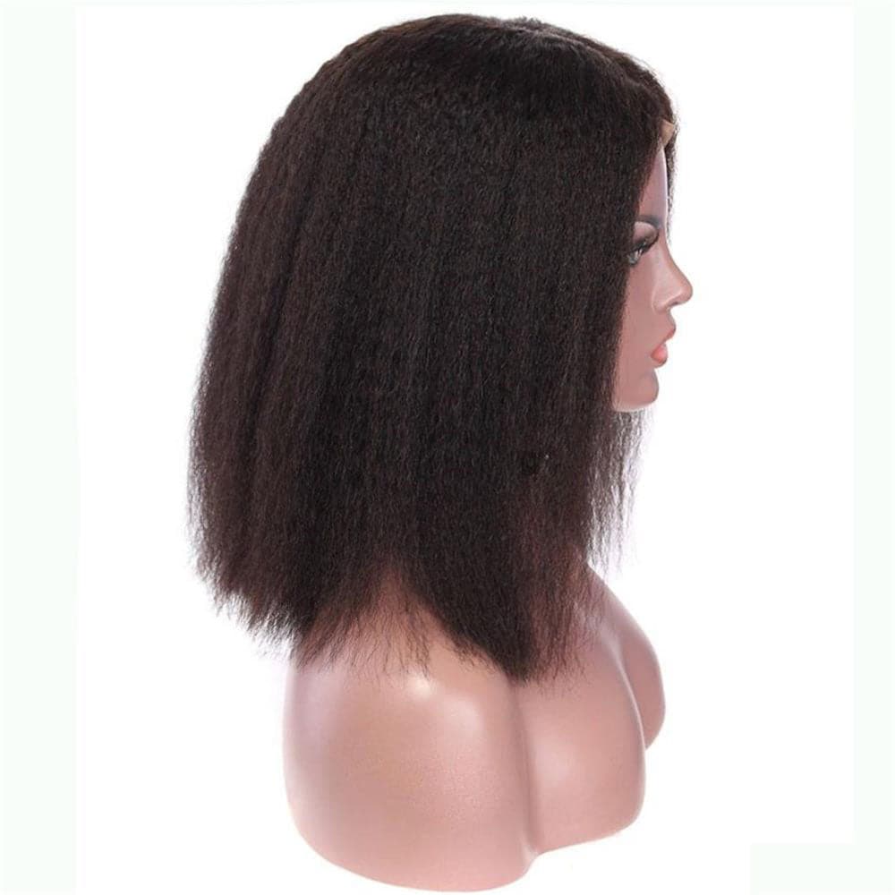 Glueless Kinky Straight Bob Wig Human Hair 13 x 6 Lace Front Wig 5