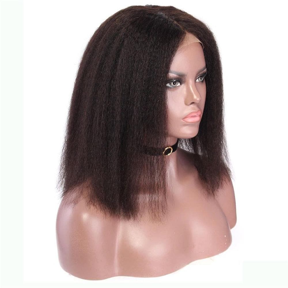 Glueless Kinky Straight Bob Wig Human Hair 13 x 6 Lace Front Wig 6