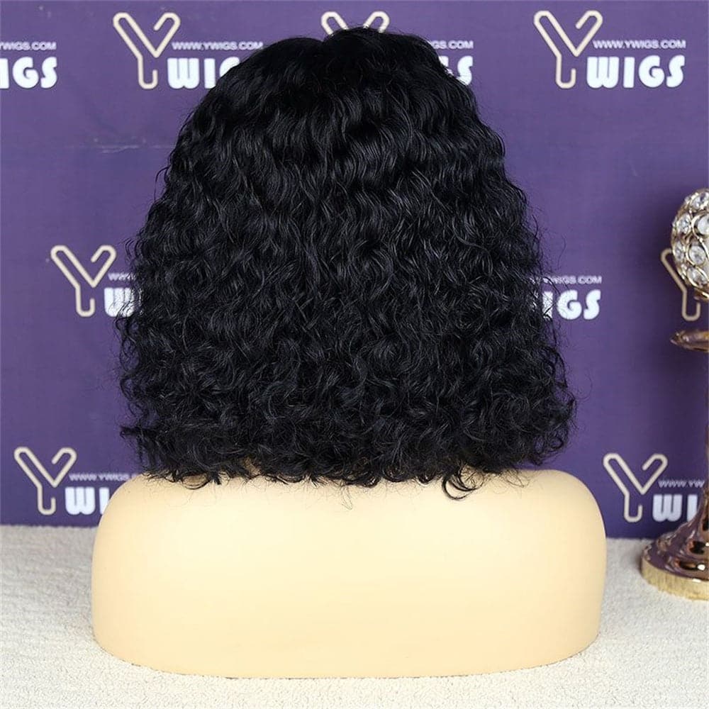 Glueless Short Curly Bob Human Hair 13 x 6 Lace Front Wig 7