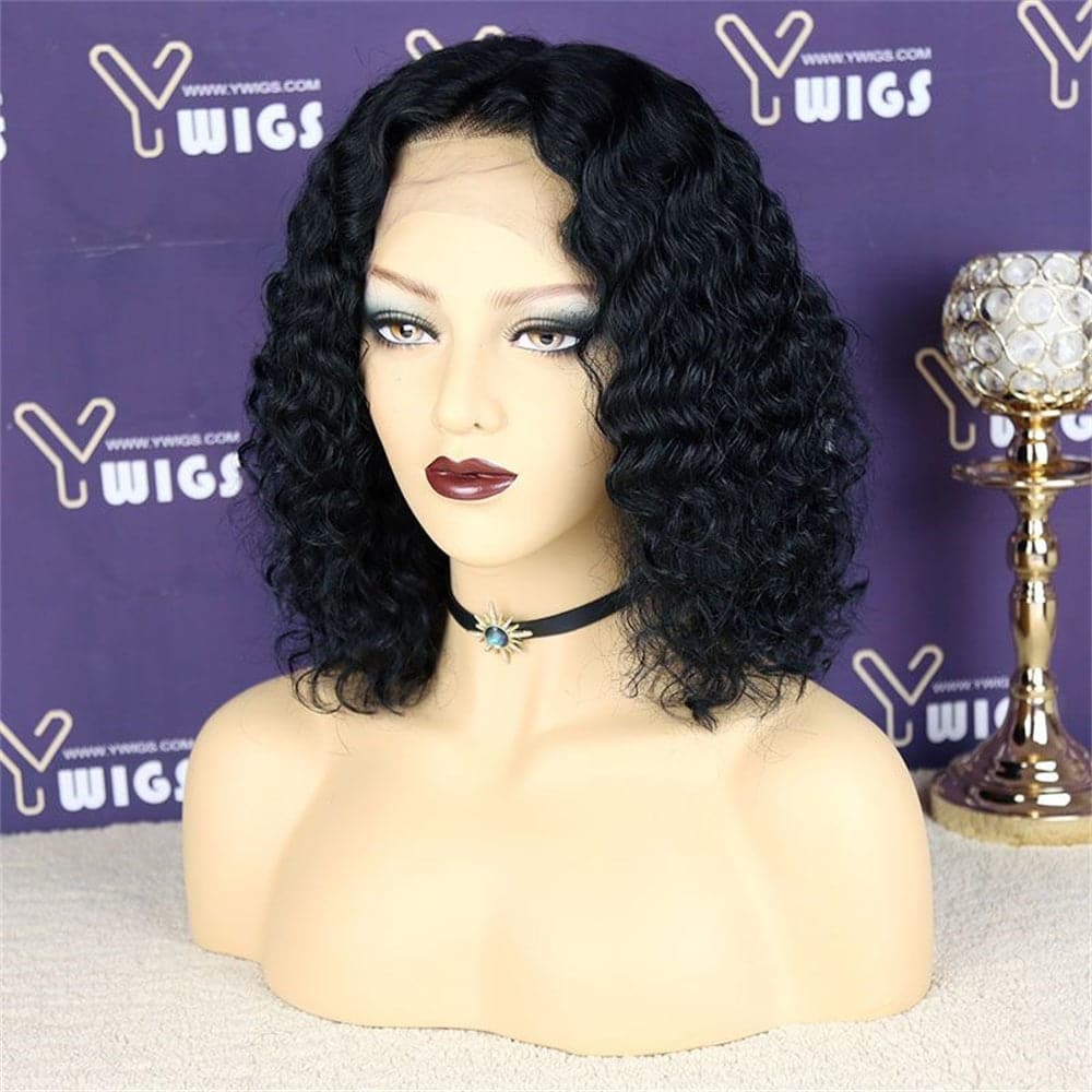 Glueless Short Curly Bob Human Hair 13 x 6 Lace Front Wig 6