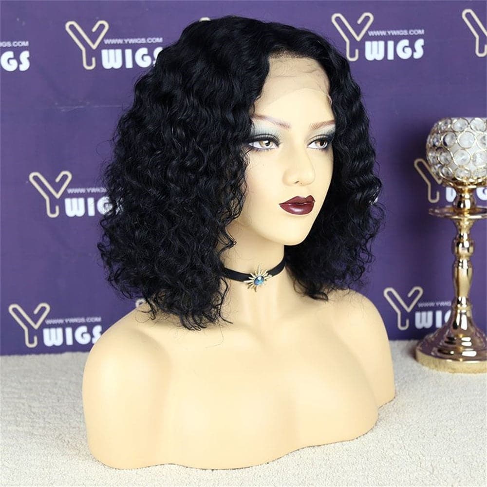 Glueless Short Curly Bob Human Hair 13 x 6 Lace Front Wig 5