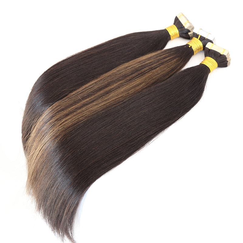 tape in hair extension straight human hair with highlights