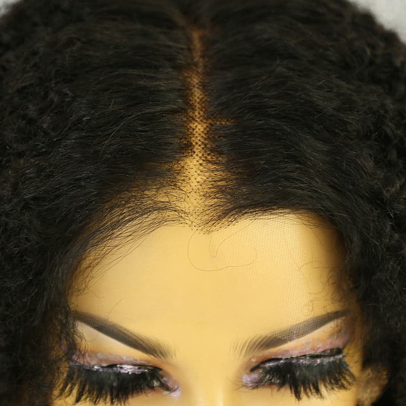 Kinky curly clear lace human hair 13x6 lace front wig 5