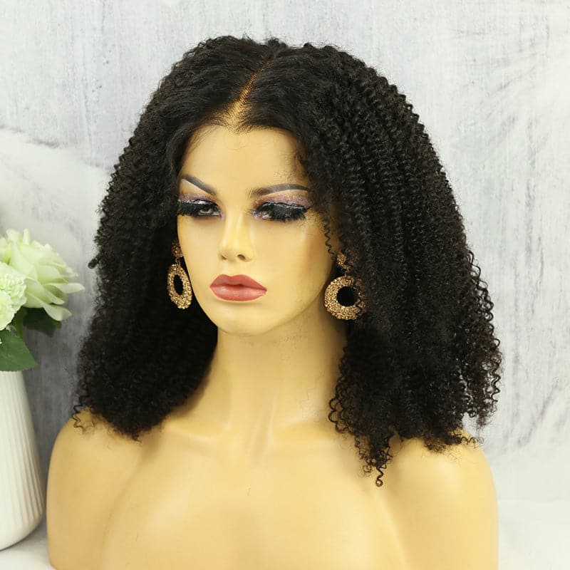 Kinky curly clear lace human hair 13x6 lace front wig 3