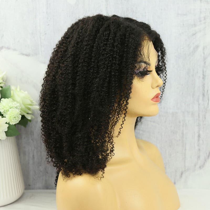 Kinky curly clear lace human hair 13x6 lace front wig 6