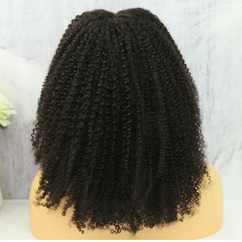 Kinky curly clear lace human hair 13x6 lace front wig 7