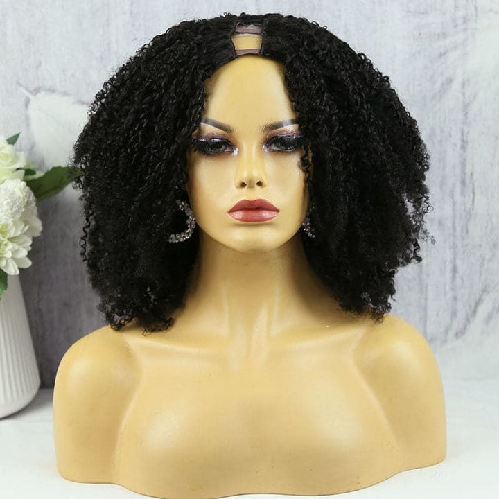 multi-texture kinky curly natural u part human hair wig