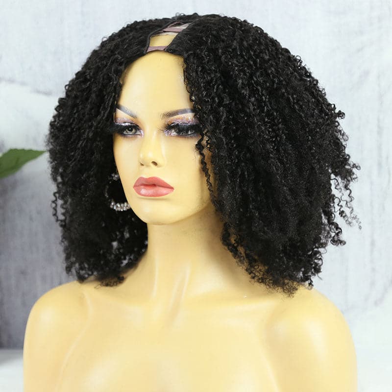 multi-texture kinky curly natural u part human hair wig