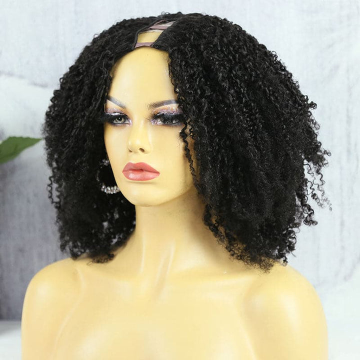 multi-texture kinky curly natural u part human hair wig