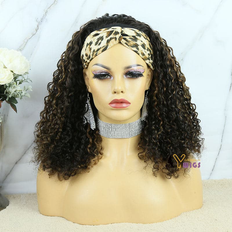 ema deep curly headband wig with blonde highlights